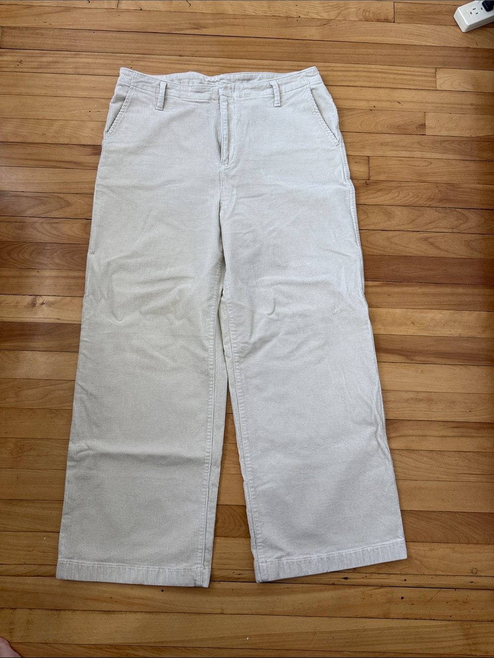 GAP Ladies Light Cream Corduroy Wide-Leg Pants